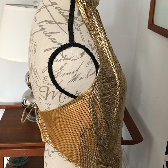 Whiting & Davis Women's Vintage Mesh Halter Top - Picture 3 of 5